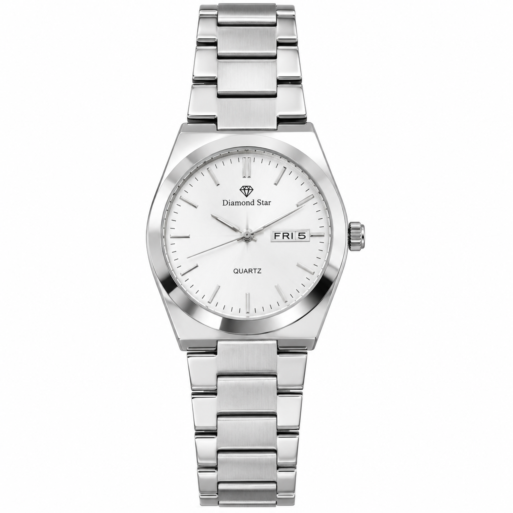 Men's Classic Silver Stainless Steel Quartz Watch