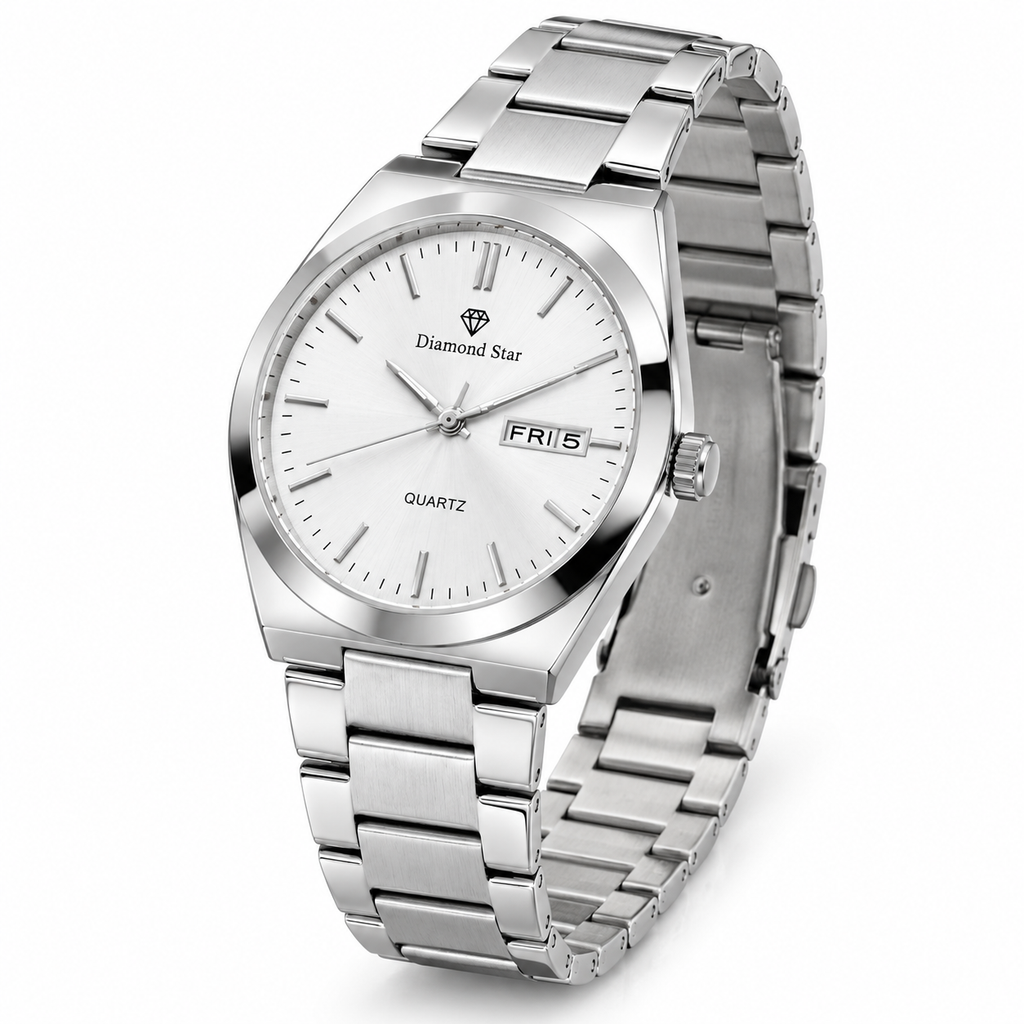 Men's Classic Silver Stainless Steel Quartz Watch