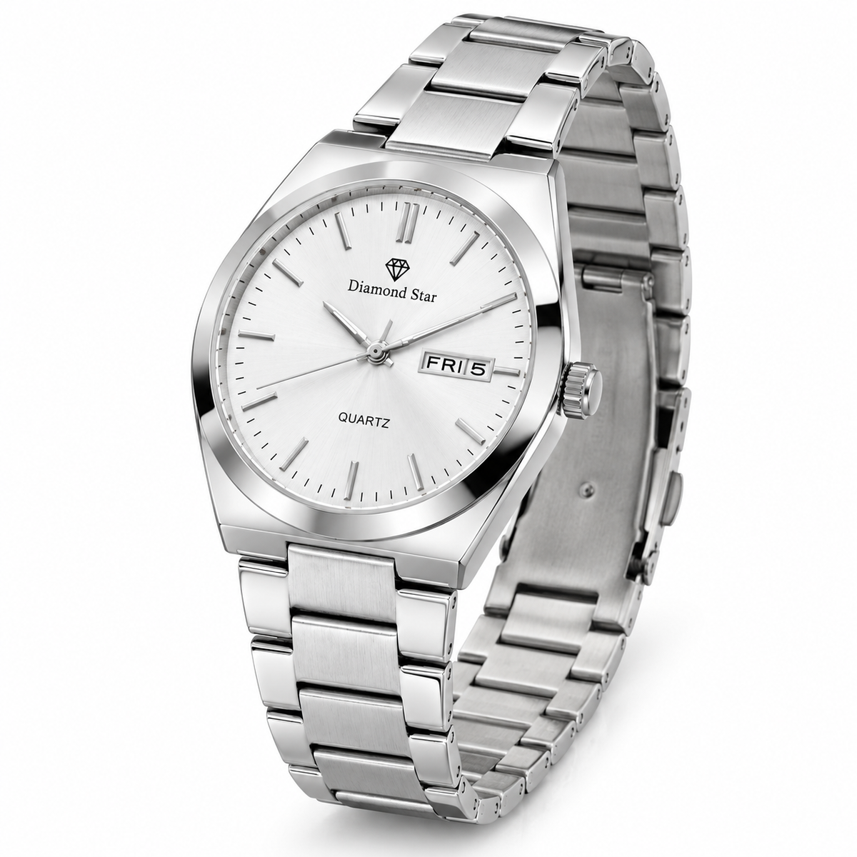 Men's Classic Silver Stainless Steel Quartz Watch